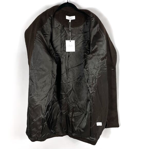 L'Academie Athena Coat Brown Button Front Oversized Collared Fuzzy Sz S - Picture 11 of 12